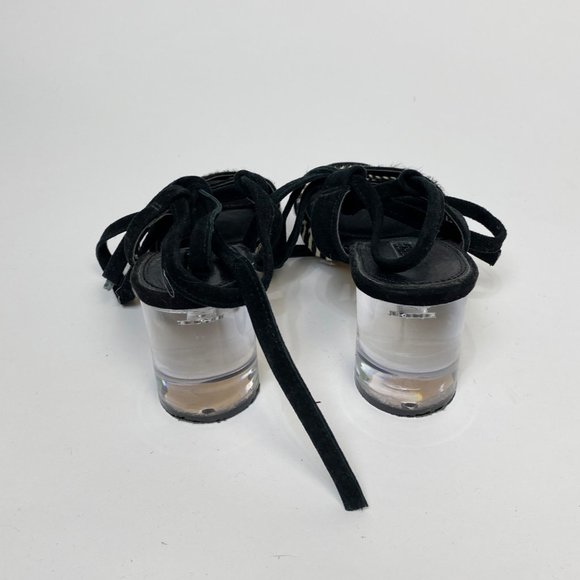 Topshop Leather ZEBRA Cowhide Sandals CLEAR Heel 8 - Picture 5 of 5